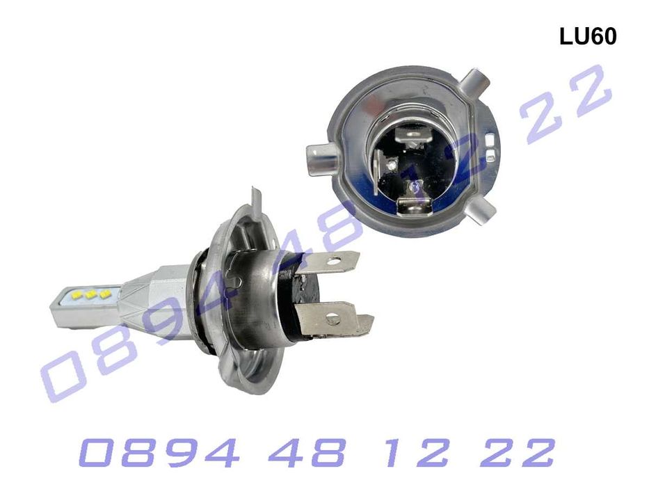 H4 Супер ярки крушки 6000LM LED светлини фарове къси дълги лед