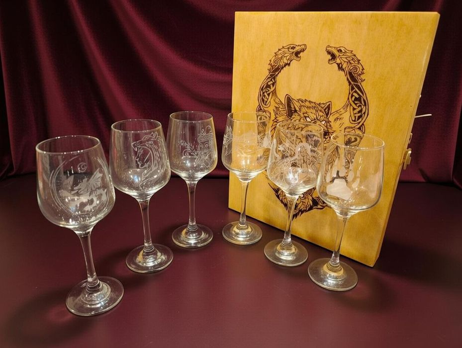6 Pahare Vin + Cutie Set 100% Handmade - "Suflet Românesc"