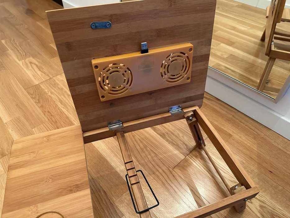 Masuta pliabila laptop, lemn de bambus, ventilare activa