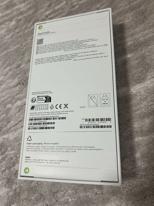 IPhone 17 Pro Max 5G, 2TB, Nou Sigilat Cosmic Orange