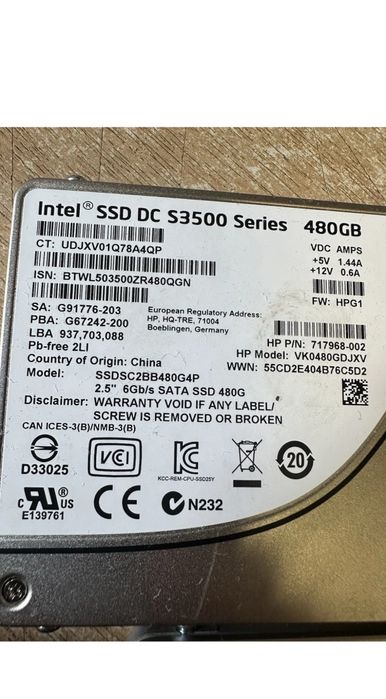 Предлагам Ssd Intel 480gb един брой