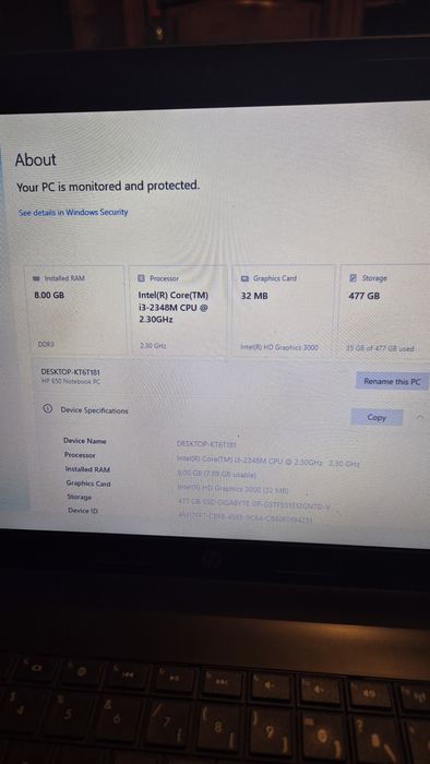 Laptop HP 650 Notebook i3 - 8 gb RAM SSD 512gb Win10 diagonala 15.6"