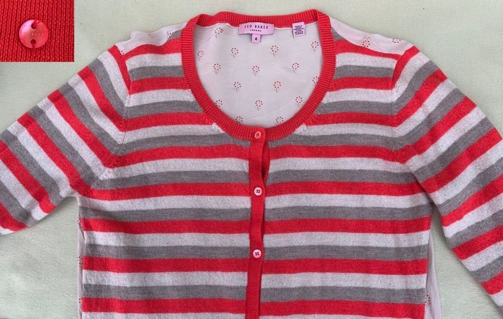 TED BAKER Cardigan Maneci 3/4 Dungi Lana Matase Original UK Oferta