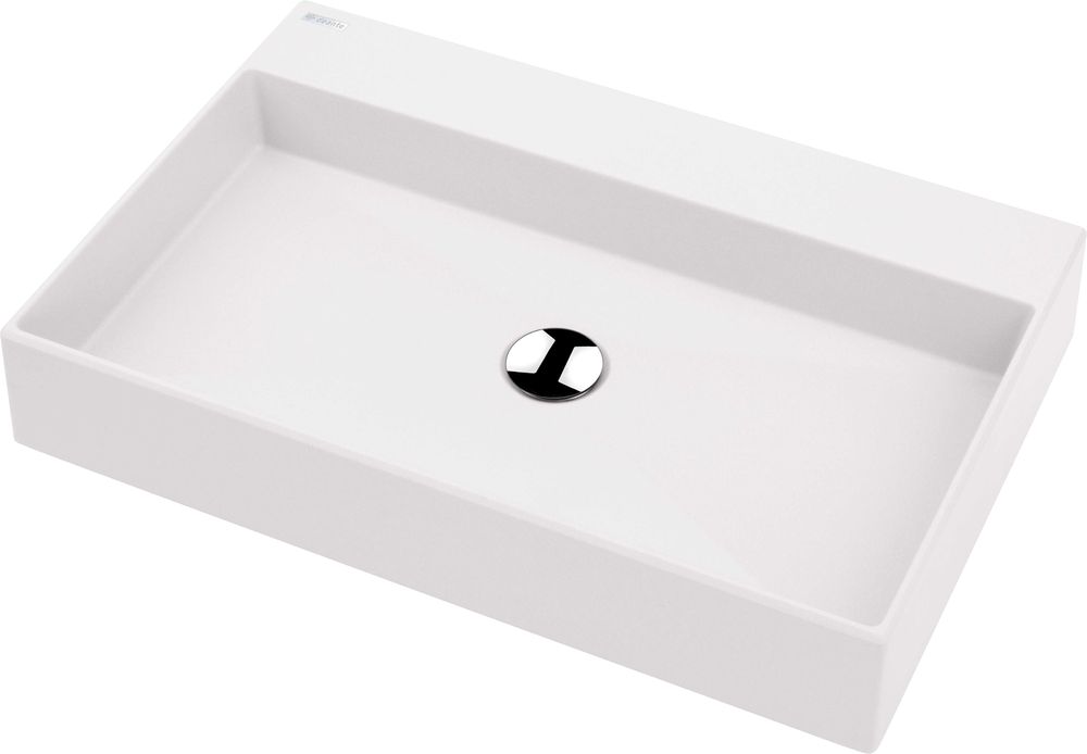 Бяла Гранитна Мивка за Баня, Монтаж върху плот стоящ Correo 600x400 мм