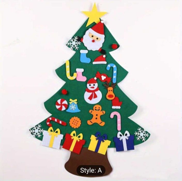 Нова Коледна елха от филц с елементи за залепване с велкро