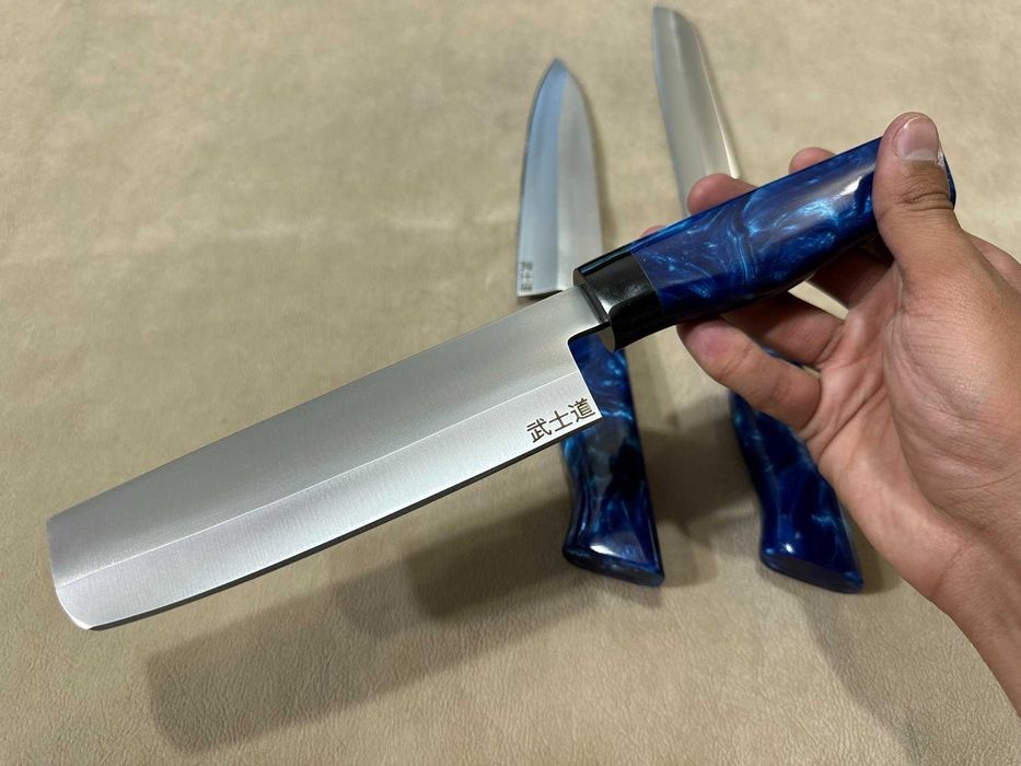 Set Cuțite Chef Japoneze Gyuto, Nakiri, Yanagiba Oțel D2, Noi