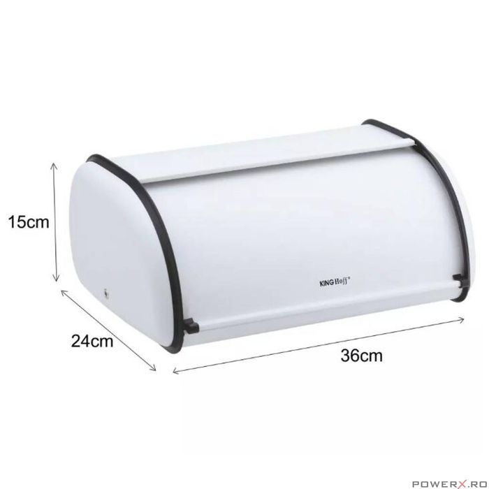 Cutie pentru paine, din otel, alba, 15 x 24 x 36 cm, Kinghoff