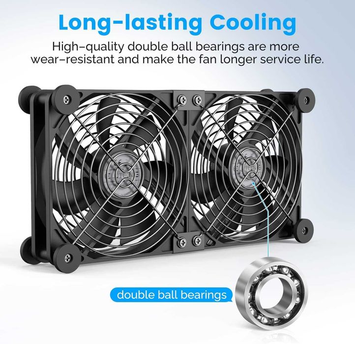 ELUTENG Ventilator dublu USB PC computer,120 mm,5V,1500rpm,port USB