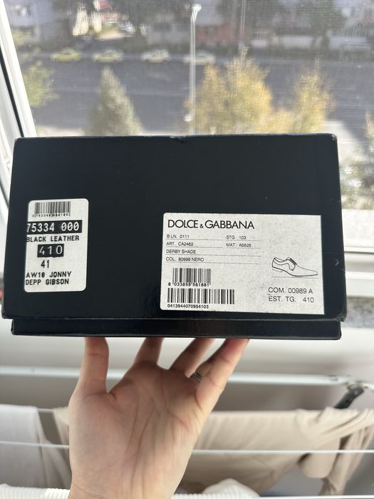 Pantofi bărbătești Dolce & Gabbana Derby Shade – piele neagră, mărimea 41
