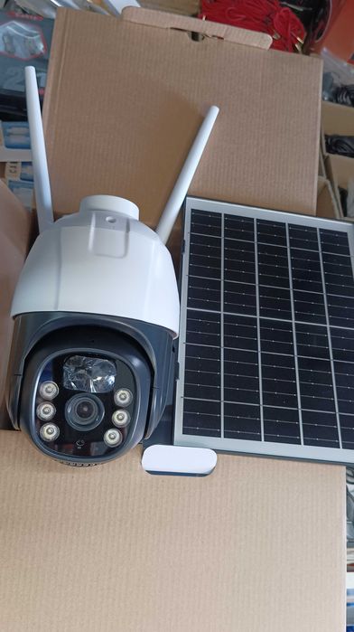 Соларна безжична въртяща камера 4G 10MP работи с СИМ SIM карта моб.дан