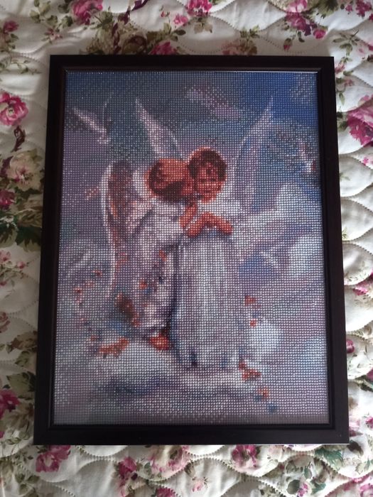 Изработен диамантен гоблен Ангели,Тигър,рози