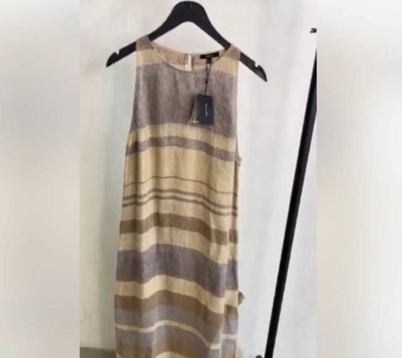 Massimo Dutti Rochie maxi lungă din incu dungi pastelate  nou  pastel maro bej natural