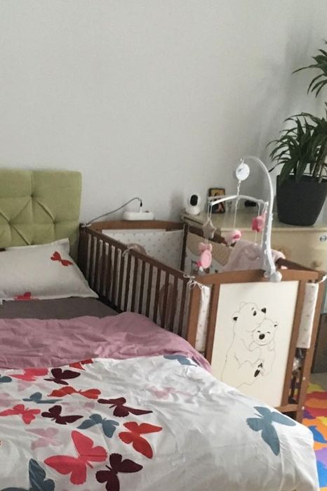 Pătuț bebe din lemn + saltea cocos