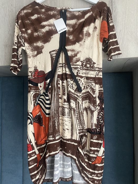 Туника рокля в кафяво и оранжево VETEIDA