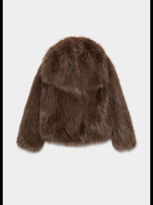 ZARA дамско палто с косъм