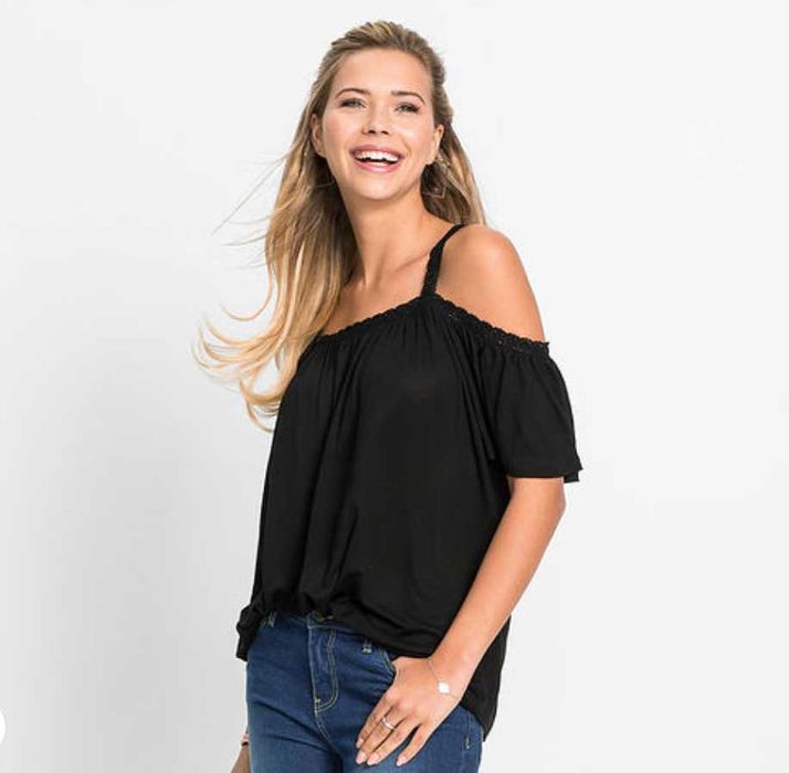 Bluză umeri goi și bretele dantela, nou cu eticheta, S și M, vâscoză