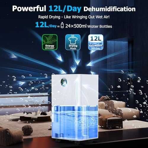 Нов 12L/ден Осушител Въздух LED Дисплей Тих Режим 2L Резервоар Маркуч