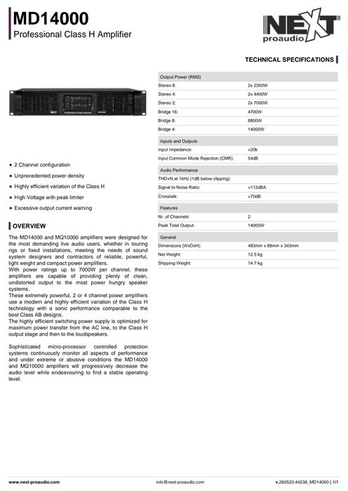 Усилитель Next md 14000.