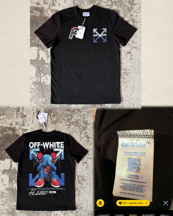 Tricou Off white alb/negru