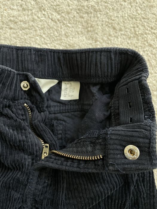 H&M pantaloni copii raiat bumbac, marimea 92, bleumarin