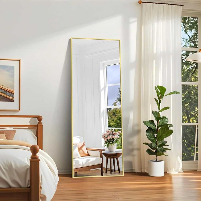 Oglindă mare 179 x 65 cm cu ramă din aluminiu,auriu  ÎNALTĂ CALITATE