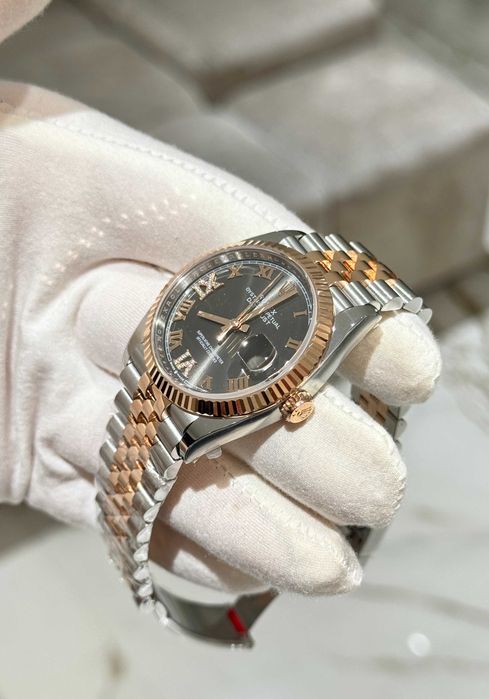 rolex datejust 36mm двуцветен сив циферблат