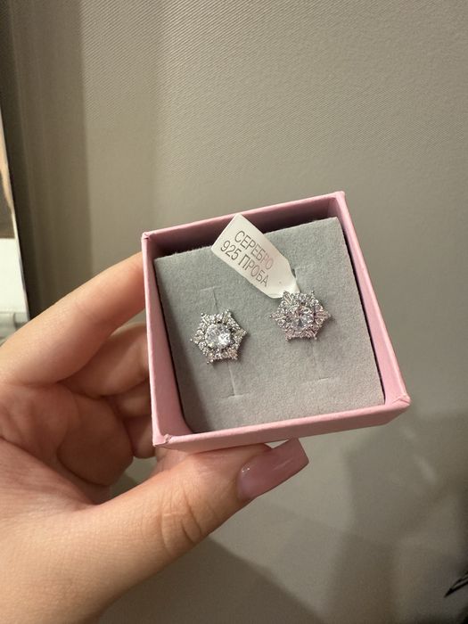 Серьги пуссеты из серебра 925