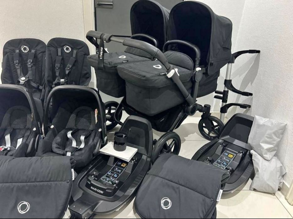 Carucior gemeni bugaboo donkey 5  set 3in1 cu scaune auto