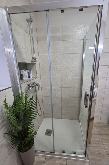 Set ușă glisantă + panou fix de duș  BELOYA – 100 × 80 cm