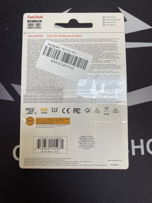 Sandisk micro sd card nintendo switch etc 512 gb