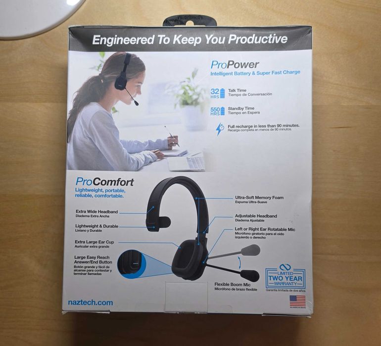 Casti Bluetooth Naztech NXT-700 Pro Noise Cancelling Wireless Headset USB Dongle Zoom Teams Skype Call Center Office PC Laptop