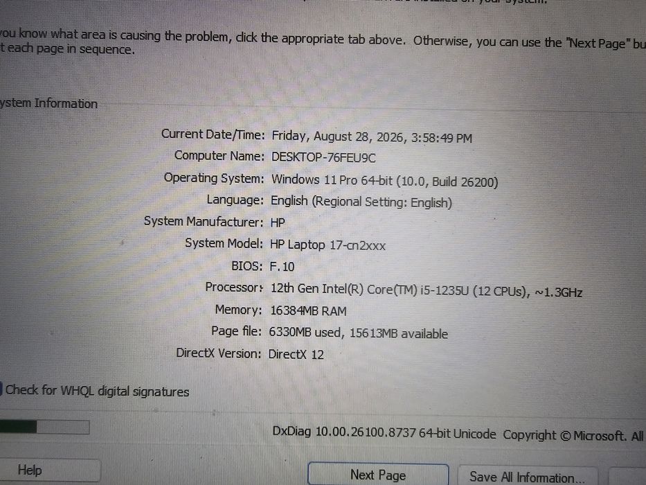 Laptop office/low gaming HP 17 cn2015nq i5 1235u 16gb ssd+hdd