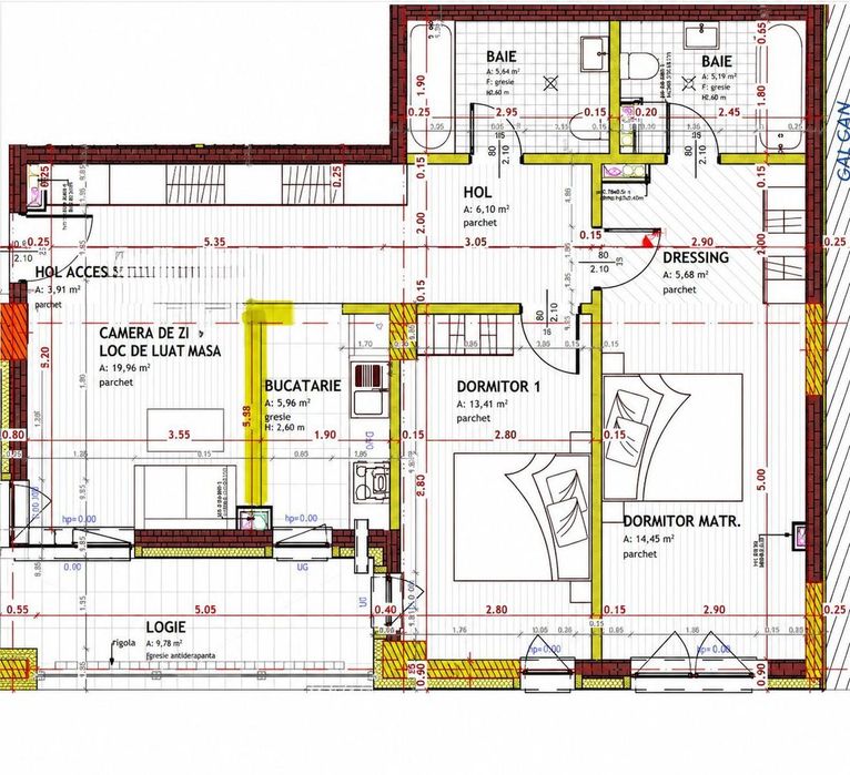 Apartament 3 camere, 80 mp, semifinisat, parcare zona str Somesului