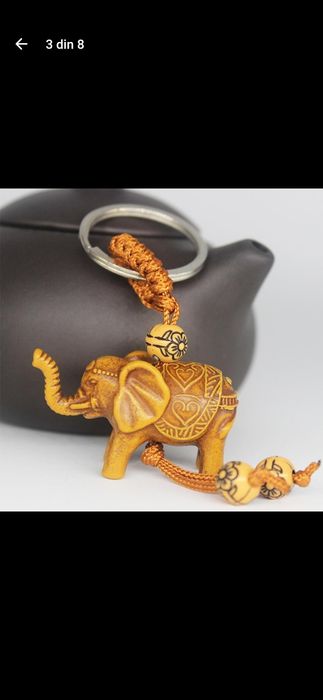 Breloc norocos Elefant cu trompa sus de pus la telefon, cheile mașini.