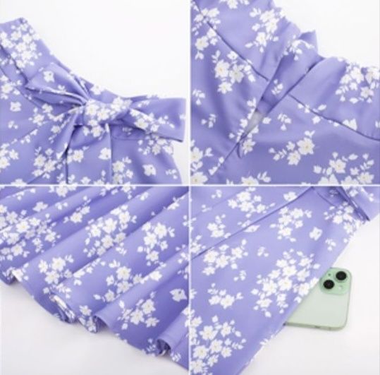 Fustă lila floral, nouă cu etichetă, XL