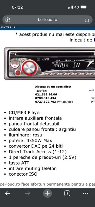 Cd player JVC model KD-G343