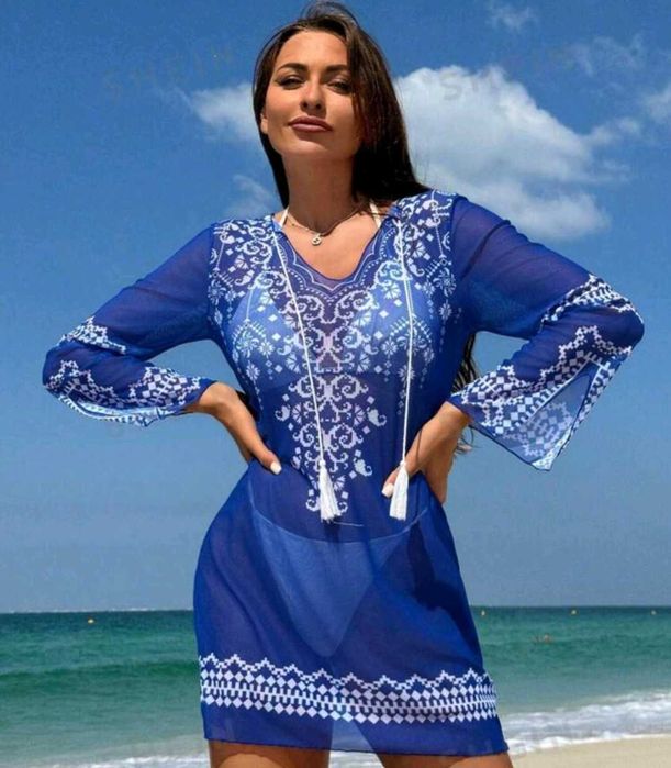 Rochiță albastru cu alb plaja