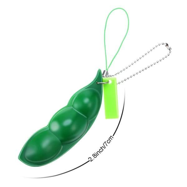 Set zece jucarii antistres, pastaie de mazare,tip breloc,6.5 cm, verde