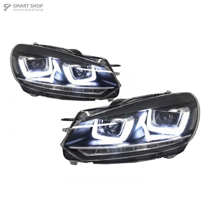 Faruri LED VW Golf 6 VI (2008-2013) Design Golf 7 3D U Design Semnal L