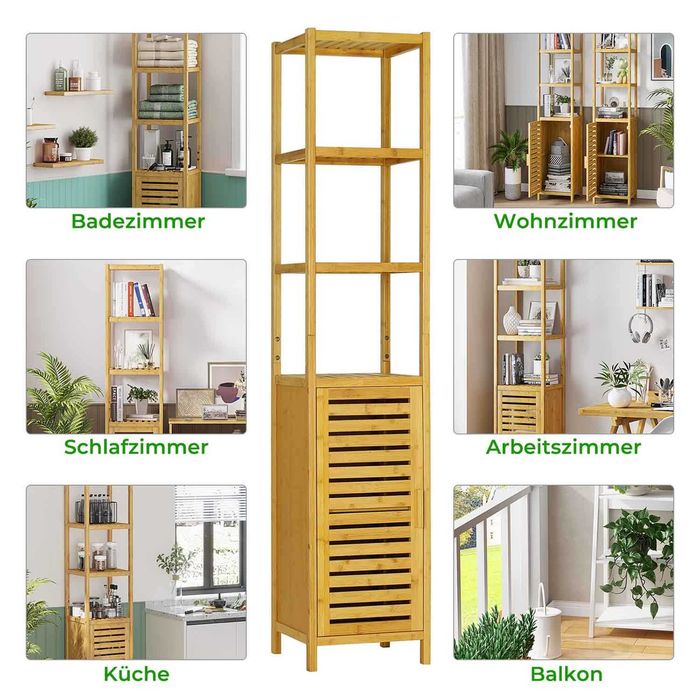 Страхотен, висок бамбуков стелаж за дома