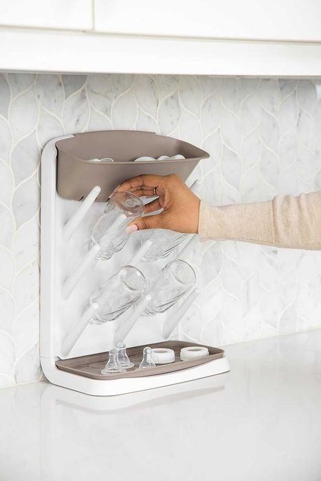 UBBI Vertical Baby Bottle Drying Rack – Вертикален сушилник за бебешки шишета и аксесоари, спестяващ място, Taupe