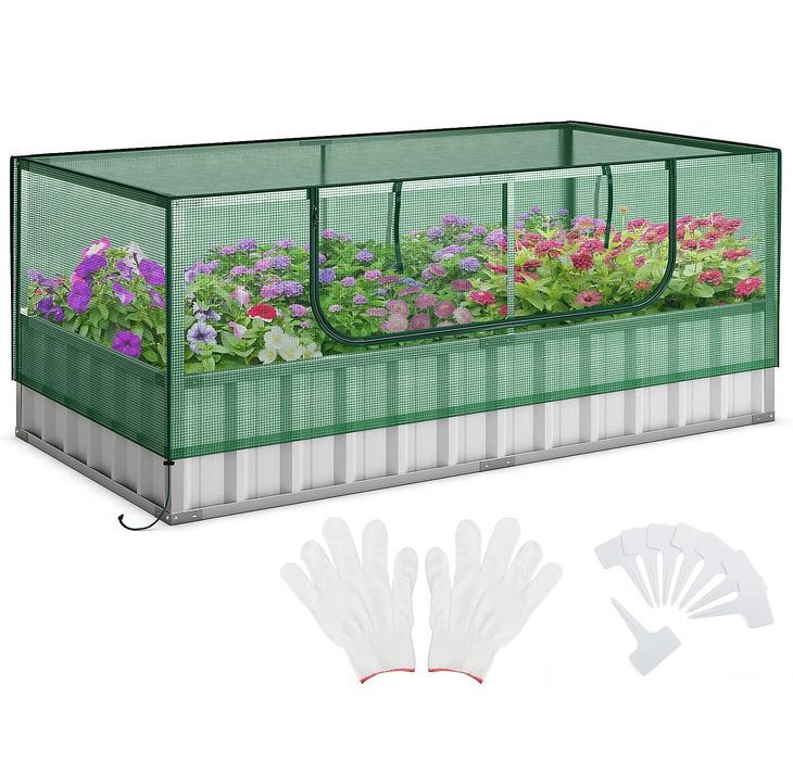 външна оранжерия Правоъгълна кутия за сеялки Комплект градинско повдиг