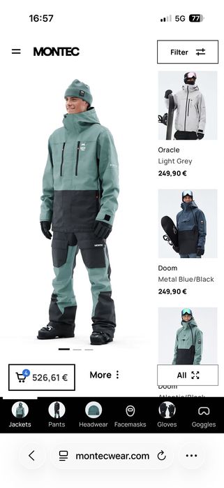 Мъжки ски / сноуборд комплект Montec, размер М - като нов