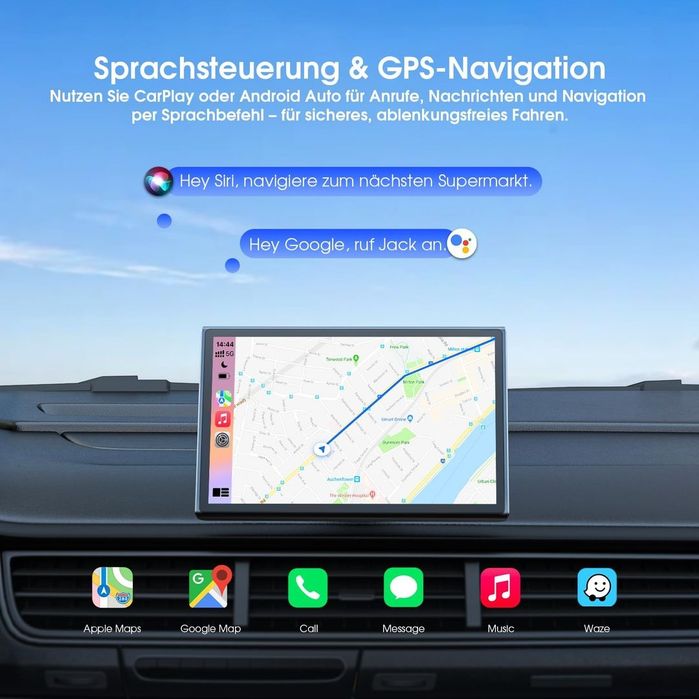 Display CarPlay Portabil Fără Fir de 7 Inch Ecran Touch GPS Control Vocal – Avylet