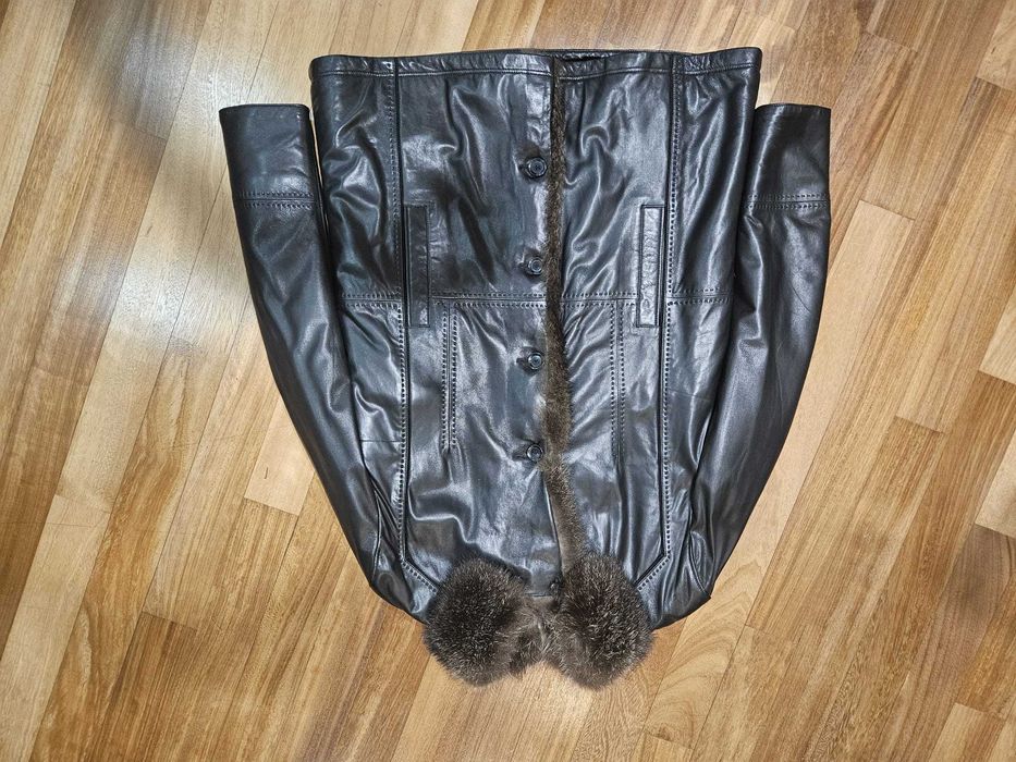 Geaca de piele si blana de nurca