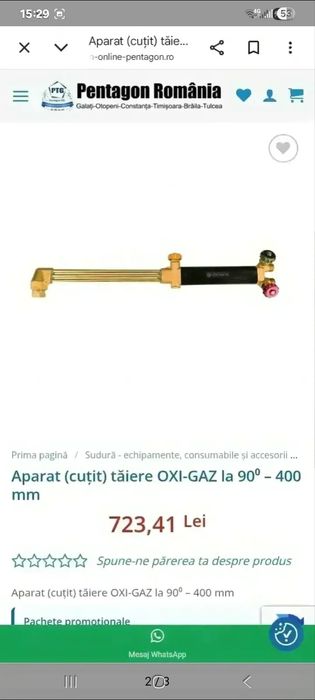 Aparat (cuțit) tăiere oxi gaz acetilena.
