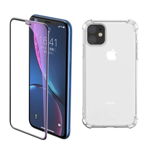 Husa Sillicon Bumper Anti Soc Line 0,5mm + Folie Sticla Iphone 11/12/13/14 PRO MAX