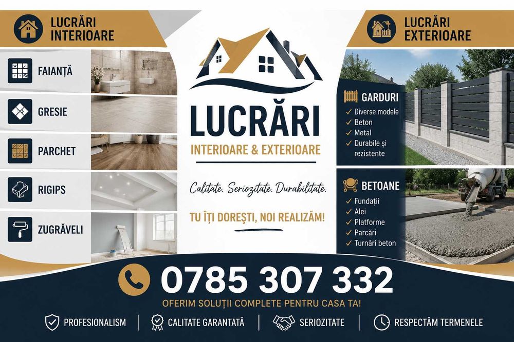 Meseriași în construcții – Lucrări complete, renovări și finisaje