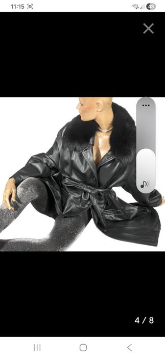 Vind haina de piele cu guler de blana de vulpe