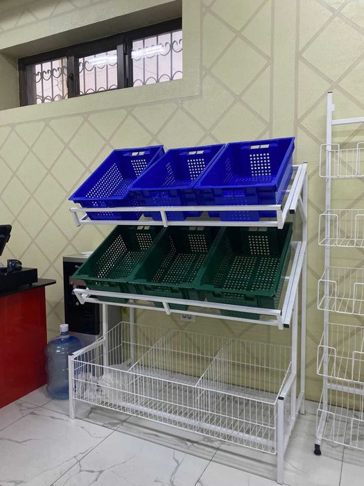 Стеллажи и полки для магазина, кассовый стол, Алматы, рассрочка